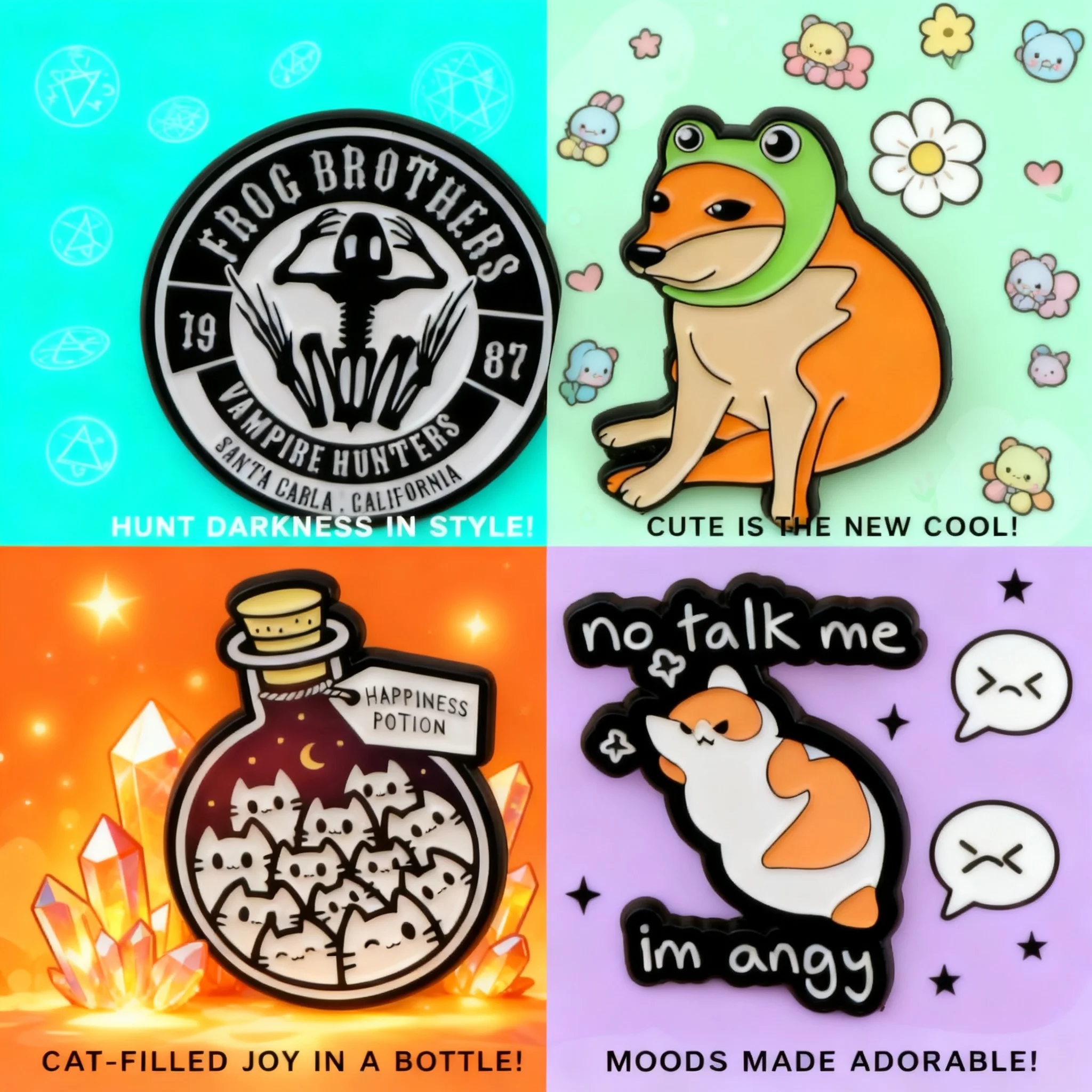 Cute Cat Funny Dog No Talk Me Badges Enamel Pin Frog Brooch Lapel Pins Animal Jewelry Cosplay Accessories Backpack Toys Gift