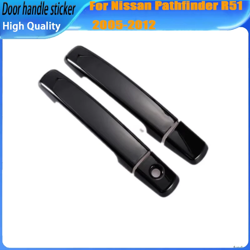 Glossy Black Chrome Car Door Handle Cover Trim Sticker Car Styling Accessories For Nissan Pathfinder R51 2005-2012 FUNDUOO