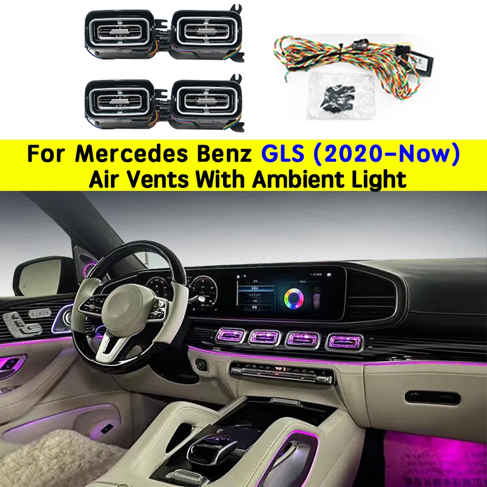 Para Mercedes Benz GLS V167 Interior decorativo coche LED tablero frontal aire acondicionado salida de ventilación Turbo accesorios de coche sin codificación