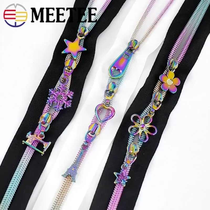 5Pcs 5# Rainbow Zipper Slider Puller for Nylon Zip Clothes Jacket Backpack Repair Zips Head Replace Zippers Sewing Accessories