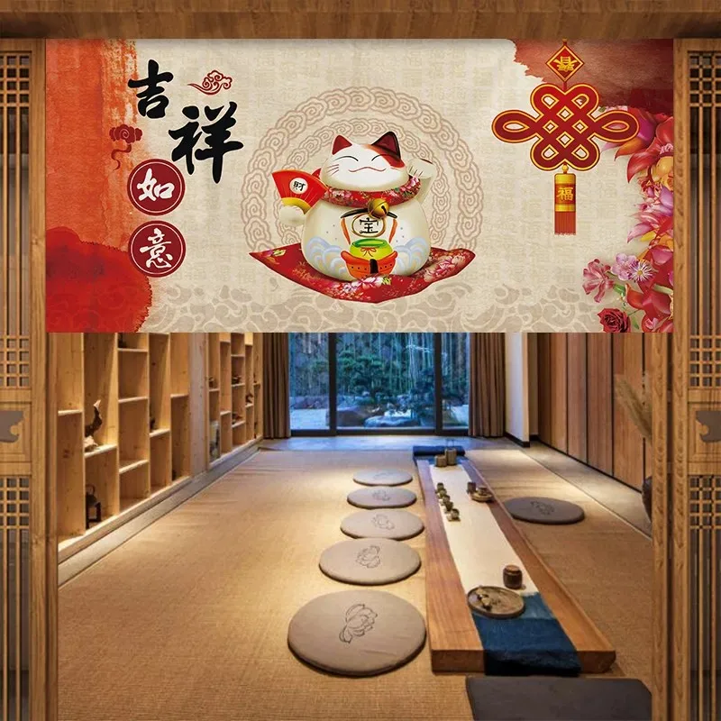 VIKAMA Japanese Fuji Kimono Noren Door Curtain Velcro Punch Free for Kitchen Cafe Minimalist Decor for Home & Commercial Use