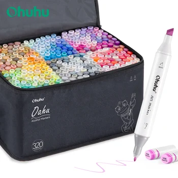 Ohuhu Oahu 320 couleurs marqueur stylo ensemble alcool Art marqueurs double pointe feutre stylo croquis dessin Graffiti Manga école Art fournitures