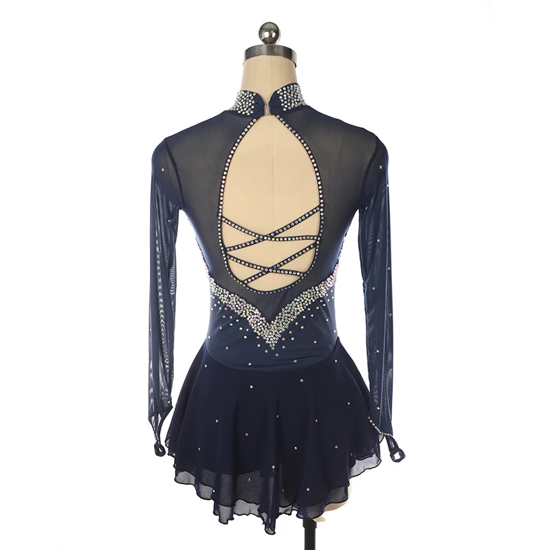 Nasinaya Figure Skating Competition Training Dress Girls' Rhythmic Gymnastics Performance Dress Black Shiny Clothing