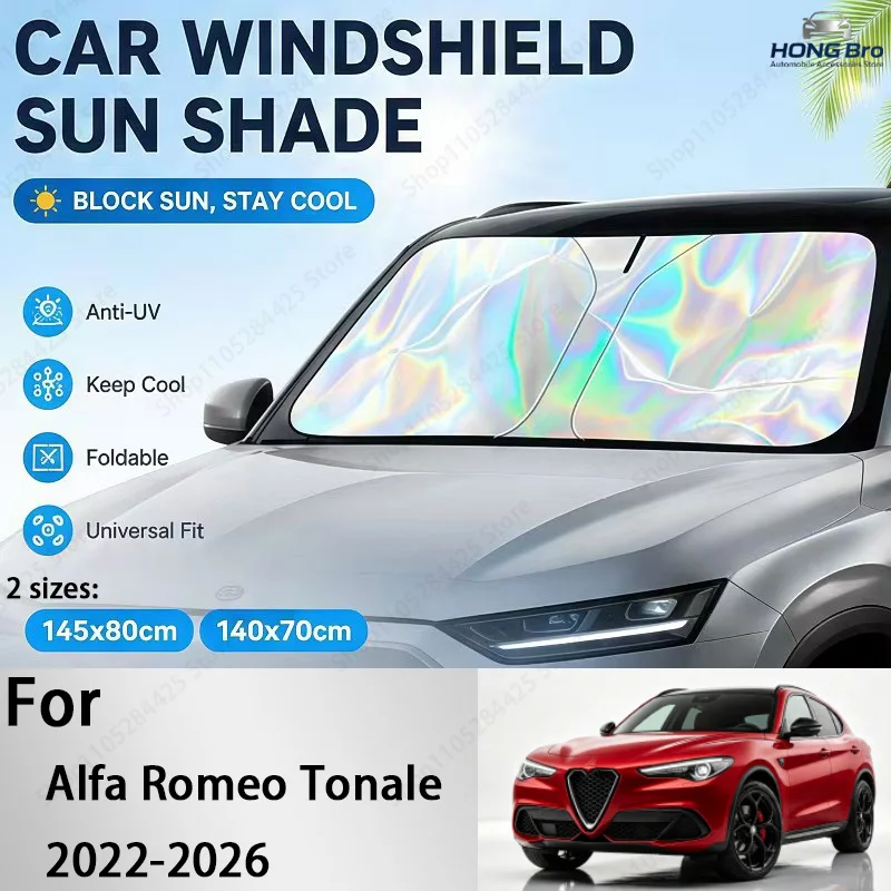 For Alfa Romeo Tonale 2022-2026 Foldable Front Windshield Sun Shade UV Reflective Sun Protection Cover Car Interior Accessories