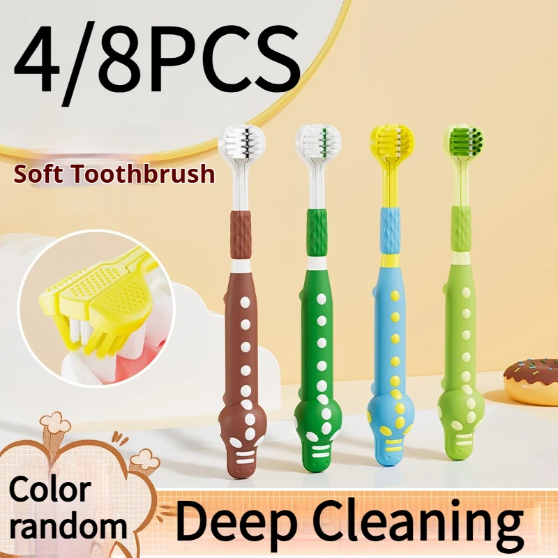 4/8Pcs Essential Household Items, Children's Toothbrush, Convenient for Outdoor Travel, Deep Cleaning Toothbrush, Great Gift for Holidays, Strong Cleaning Power, Christmas Gift
