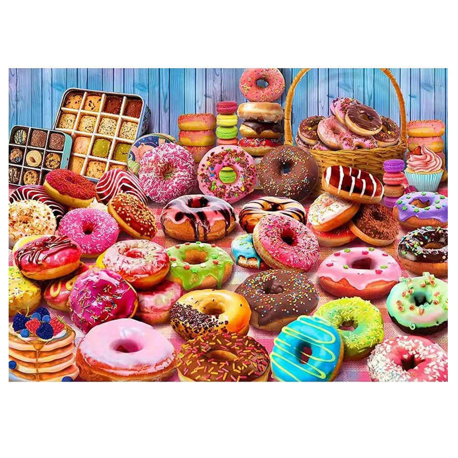 Doughnuts, bread, desserts diamond painting cross stitch full drill diamond embroidery mosaic table food Restaurant decoration