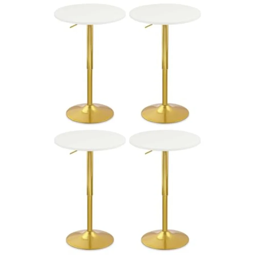 

Round Bar Pub Tables Set of 4 26-36 Height Adjustable Bistro Table with Gold Base 360 Swivel High Top Cocktail Table for Home K