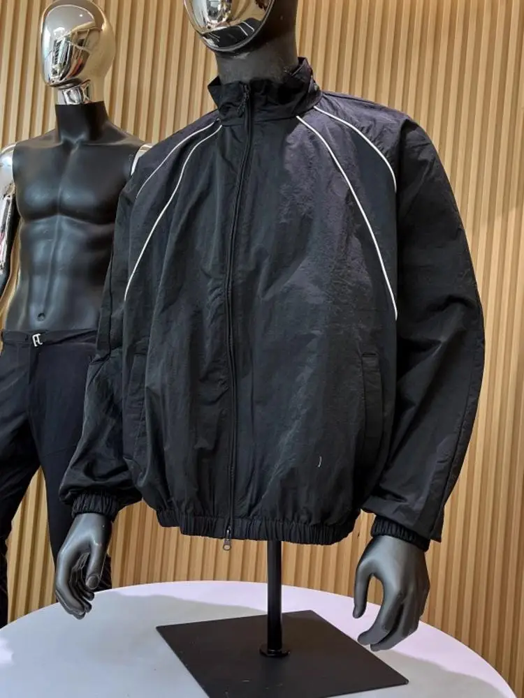 

Outdoor Functional Jaet Retro Collar Men's Women's Texture Youth Trendy Windproof Stand Fit Long Sve Zipper Closure