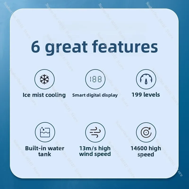 High-Speed Spray Violent Fan Handheld Cooling 199 Gear Turbo USB Ice Pack Digital Display Mini