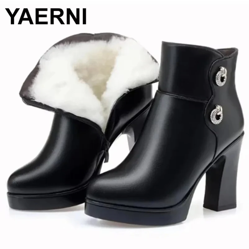 

2025 женские ботинки, зимние ботинки на высоком каблуке, женские пикантные ботинки на шпильке из толстой шерсти, теплые модные банкетные ботинки, женские ботинки