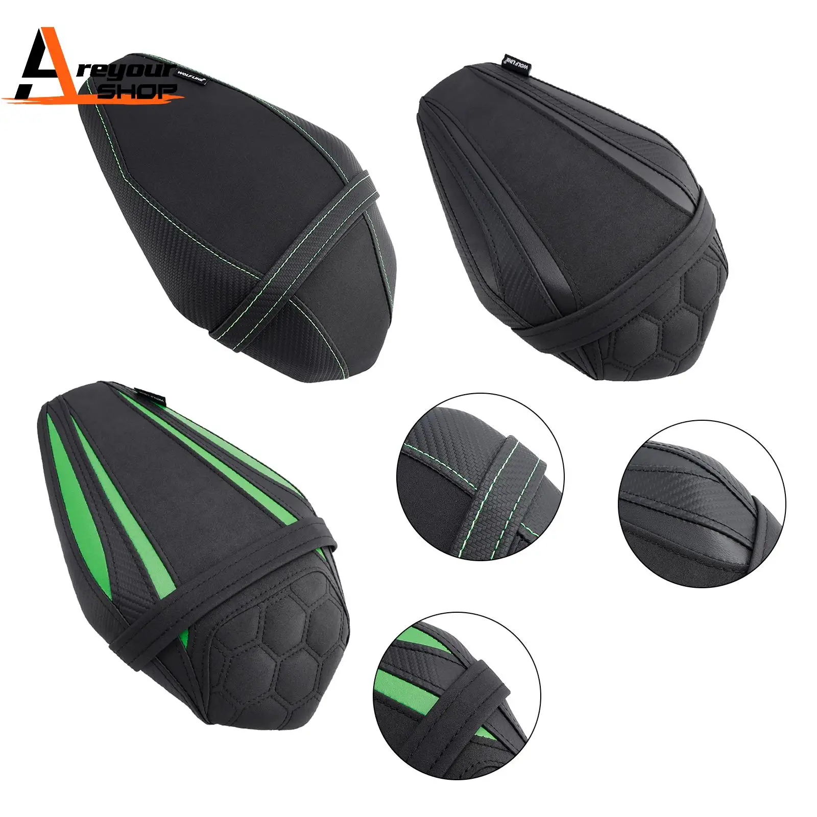 

Заднее пассажирское сиденье, плоское зеленое седло для Kawasaki Zx-10R/Rr 2021 2022 2023, зеленый