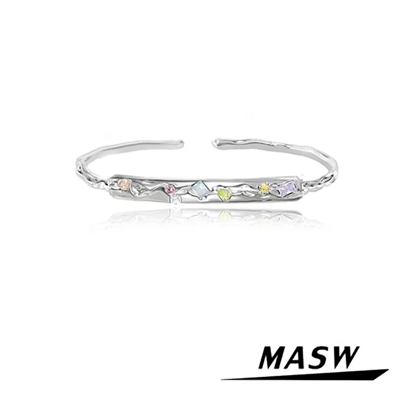 MASW Original Design Delicate Jewelry One Layer High Quality Brass Silver Plated Glass Charm Bracelet For Women 2024 Hot Selling