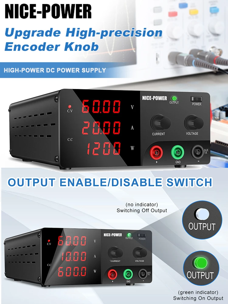 Alimentation de laboratoire 60V 20A 48V DC réglable 30V 20A, sortie 15V 60A 600W 900W 1200W pour la réparation de Charge de batterie