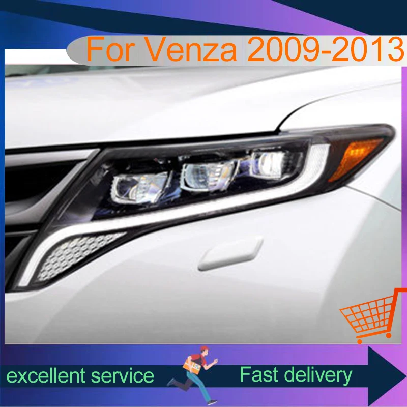 Auto Headlights For Toyota Venza 2009-2013 Front Lamp LED Bulbs DRL Newest Upgrade Head Light Projector Lens Car Accessories