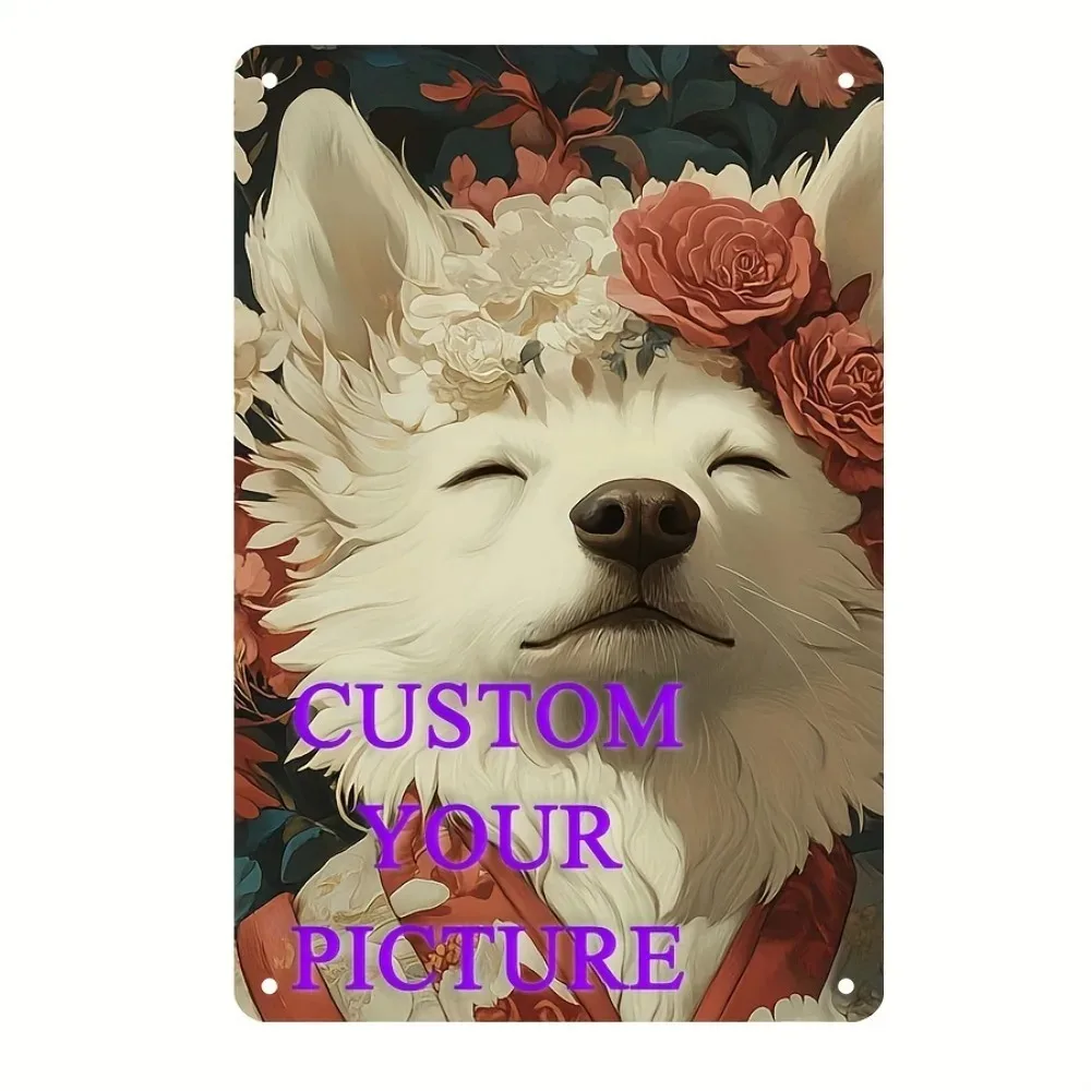 CIFbuy Customizable Pet Dog Photo Metal Sign 8x12In, Bedroom Kitchen Outdoor Anniversary Wall Decor