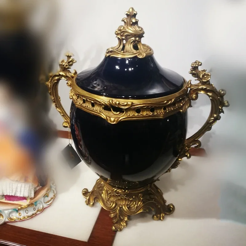 style, home accessories villa living room, ornaments sapphire blue ceramics, retro decorative jars, cover altar table 1700