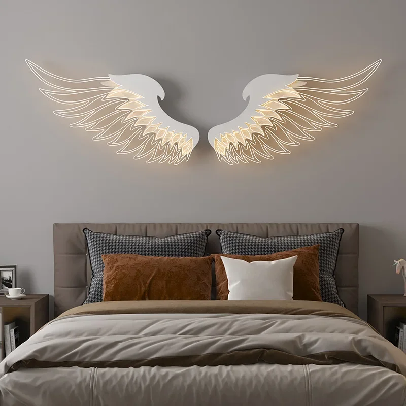 Angel Wings Wall Lamps Nordic Creative Personality RGB LED Wall Lamp for Living Room Bedroom Restaurant Bar Decoration Lighting