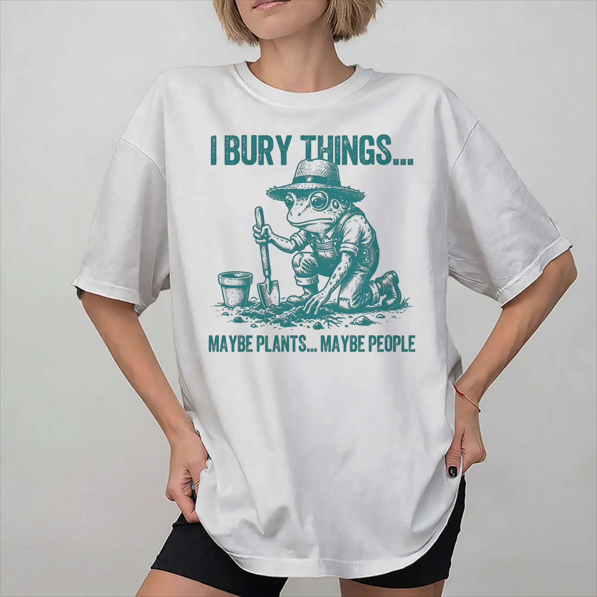 Mens Womens I Bury Things Maybe Plants Maybe People Frog T Shirt Pure Cotton New Arrival T-Shirt  Clothing Outfits