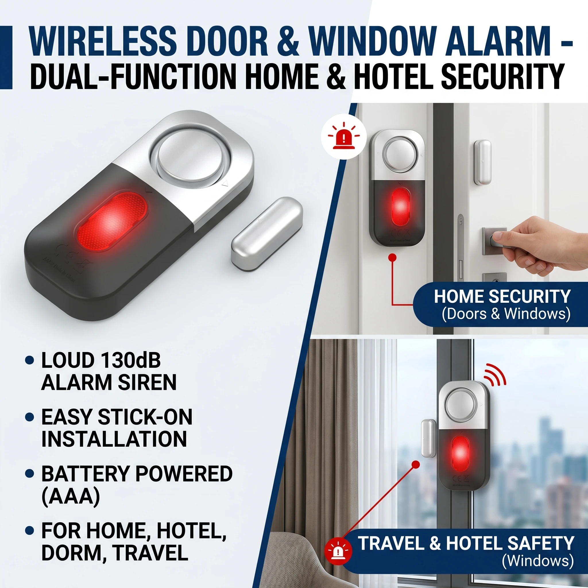 Alarma antirrobo de seguridad para el hogar, alarma de apertura de puerta inalámbrica, antirrobo, intruso, entrada de casa, Sensor magnético, alarma de entrada de puerta y ventana