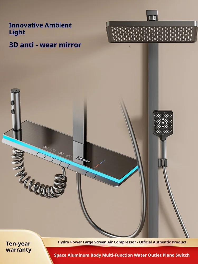 Shower Trim SystemHot Selling Gun Gray Wall Mounted Modern Curtain Complete Head Shower Faucet Set For Bathroom