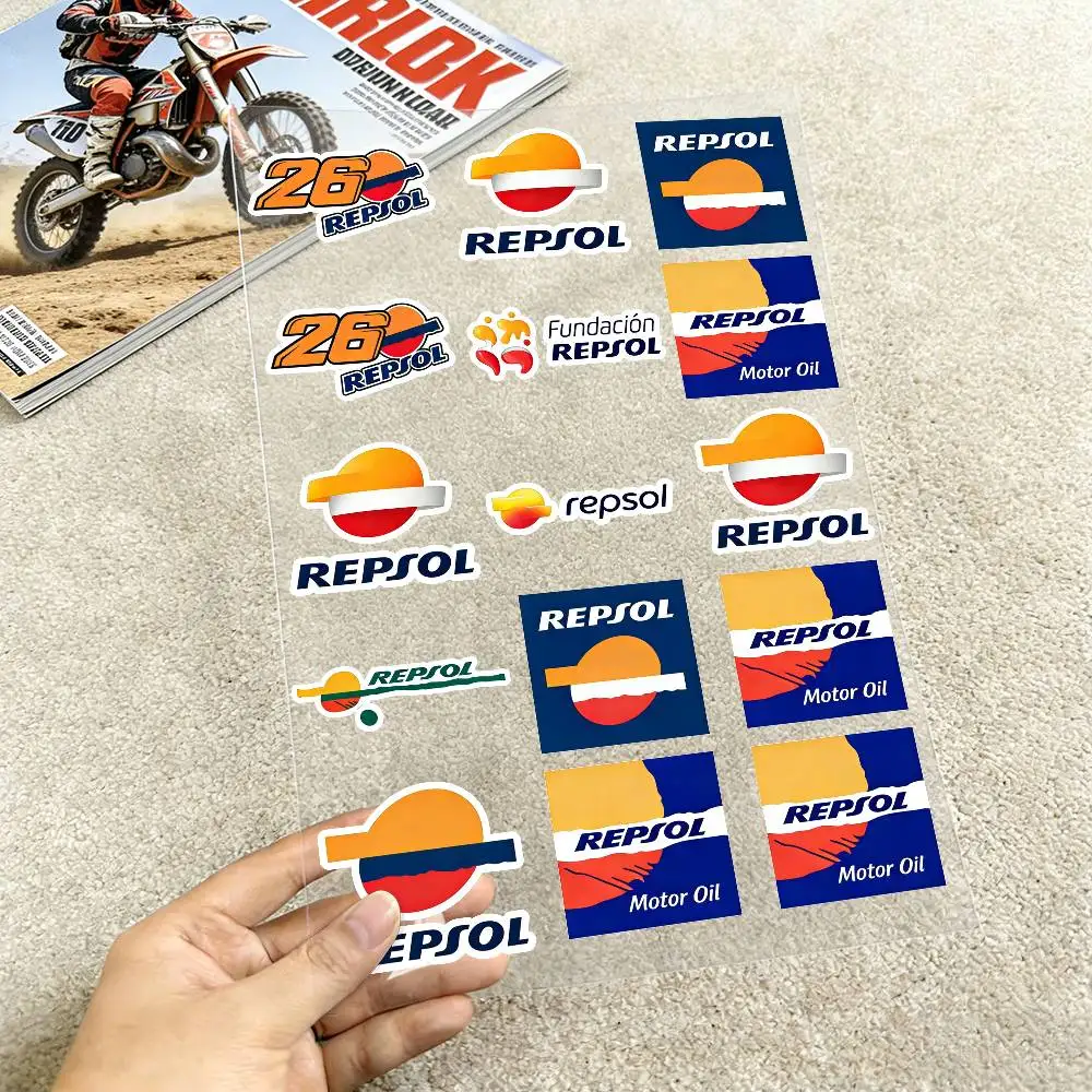 Adesivos refletivos para motocicletas REPSOL, aviso de segurança 3M para uso noturno em capacetes de scooter.