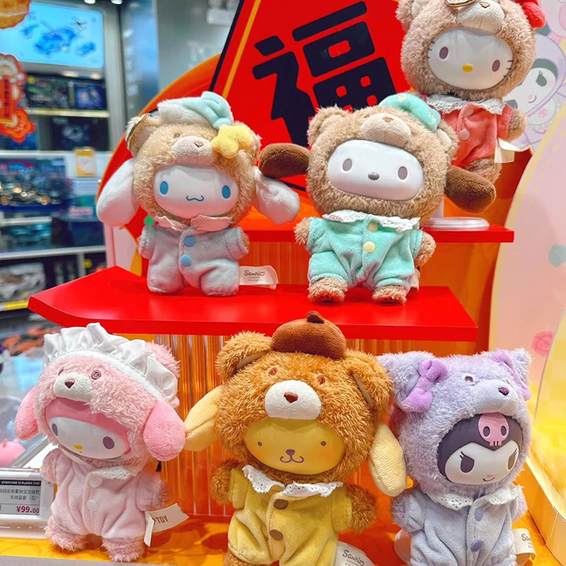 Sanrio อะนิเมะ 1th-4th Full Series ไวนิลกล่องตาบอด Plush Latte Kawaii Kuromi/Hello Kitty กระเป๋าเป้สะพายหลังจี้ของเล่นเด็กวันเกิด