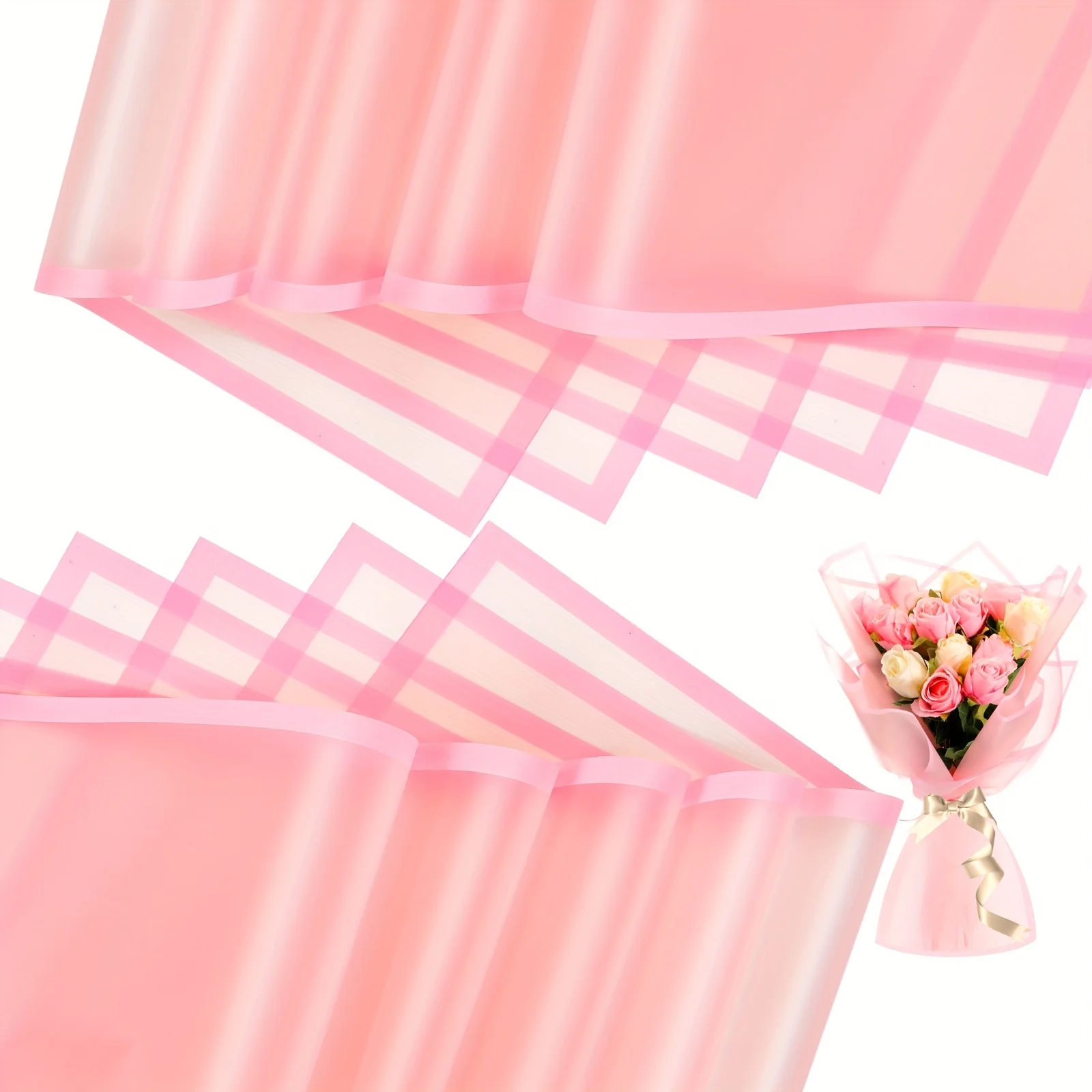 

240 Sheet Flower Wrapping Paper Sheets Waterproof Florist Floral Flower Bouquet Wrapping Paper For DIY Crafts Gift Packaging Bouquet 22.8 X 22.8 Inch (Pastel Pink)