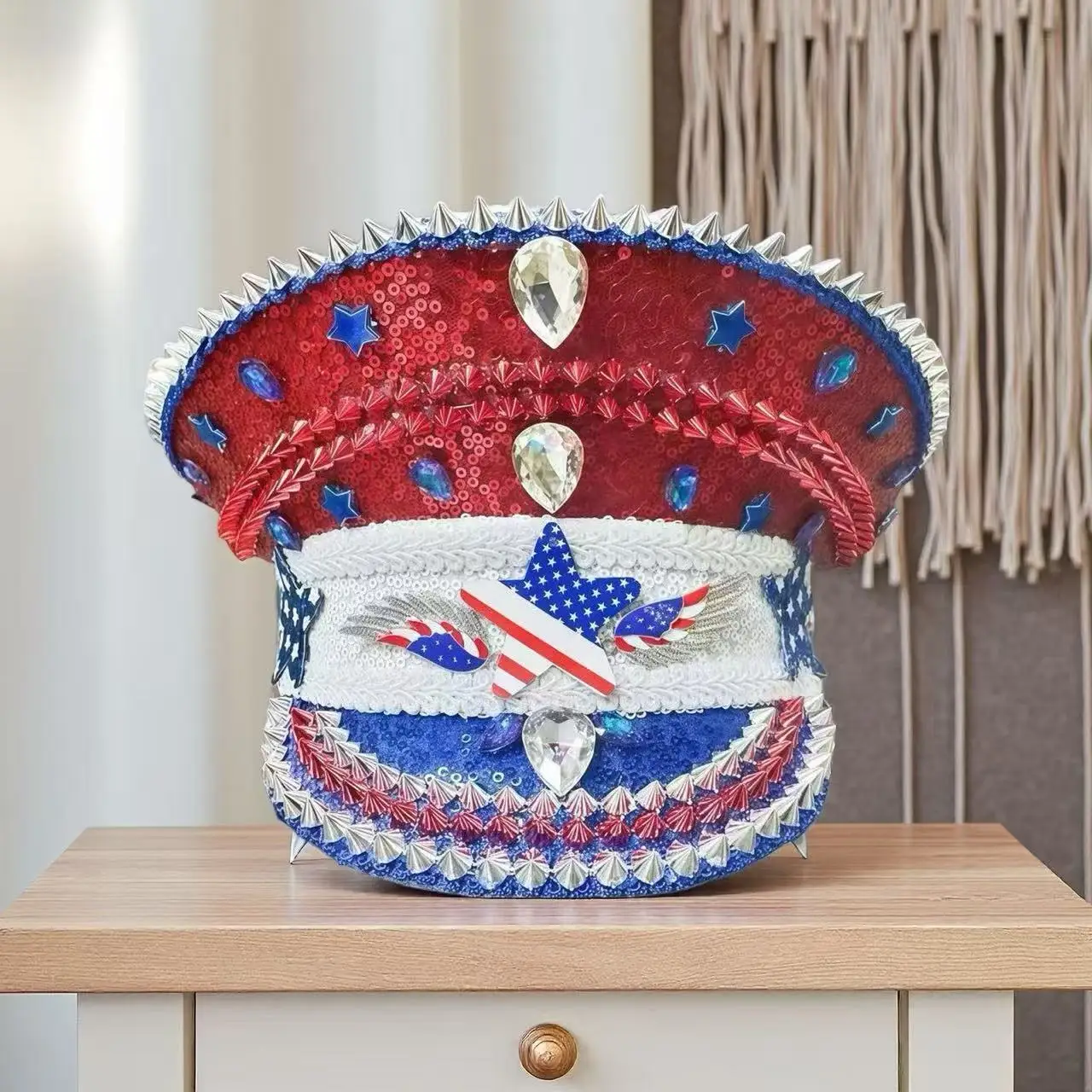 

Шляпа капитана в стиле стимпанк со стразами для Марди Гра, карнавала, аксессуаров для рейв-фестивалей и вечерние кепки для женщин и мужчин