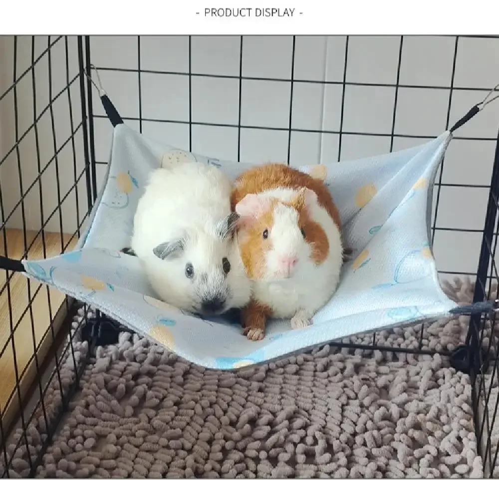 3 Größen Doppelseitige Meerschweinchen-Hängematte aus Eisseide Hautfreundliche Hamster-Hängematte mit 4 Haken zum Aufhängen Kleintierzubehör – Detail 12