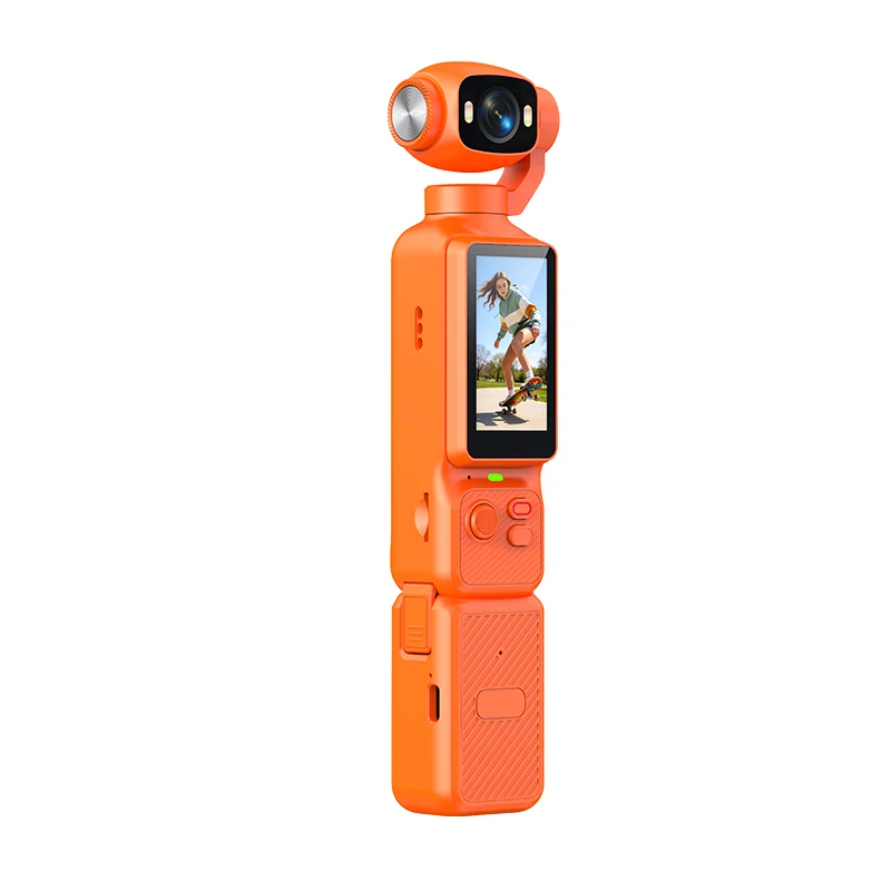 Neue 4K Handheld-Gimbal-Actionkamera HD mit 180° drehbarem Objektiv, Anti-Shake-Funktion, Taschen-Vlog-Kamera mit Beleuchtung für Outdoor-Sportarten
