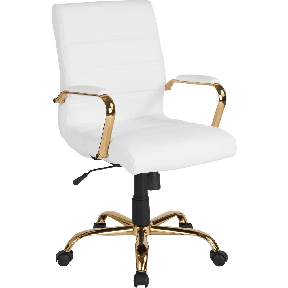 

Whitney Mid-Back Swivel LeatherSoft Desk Chair with Padded Seat and Armrests, Adjustable Height Padded Office Chair