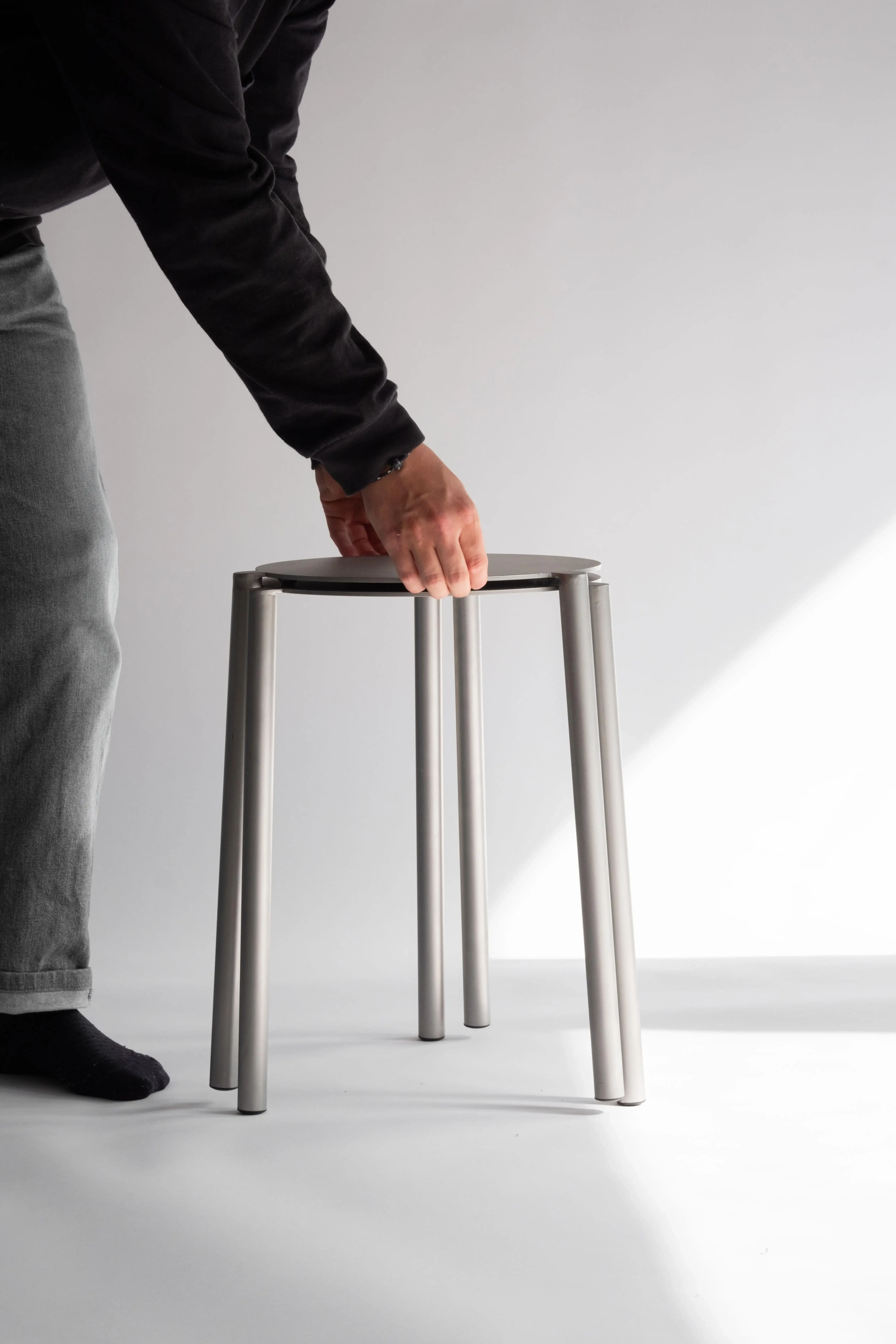 Stackable Round Stainless‑Steel Stool, Anti‑Rust  Seat for Patio Balcony Restaurant,Indoor‑Outdoor Household Sitting Stool