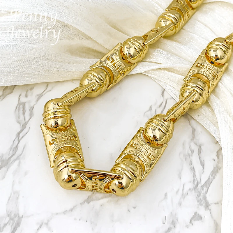 Original Punk Style Y2K Golden Chain Necklace Bracelet Jewelry Set for Man Fashion Engagement Jewellery for Party Daily Gifts