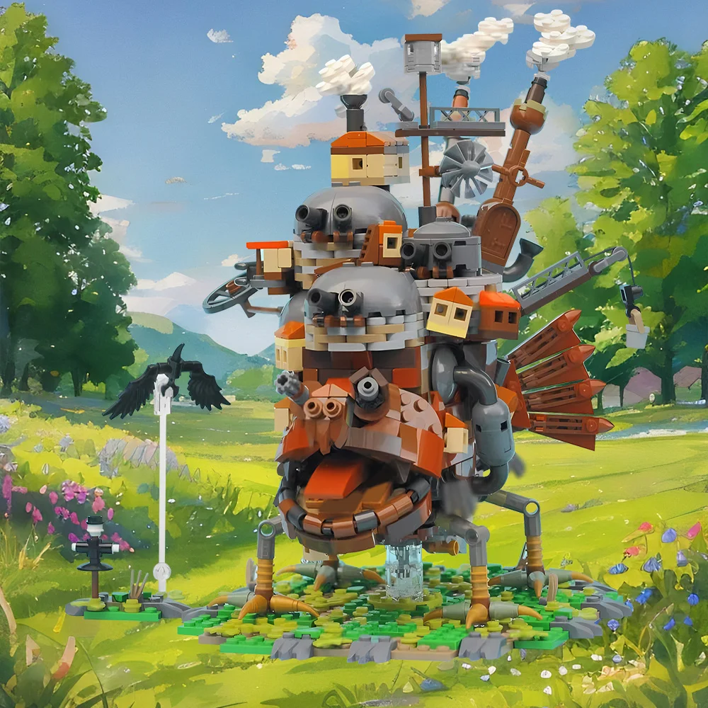 

MOC японский мультфильм летающий замок модель строительные блоки исцеление аниме замок лягушки кирпичная игрушка подарок для взрослых