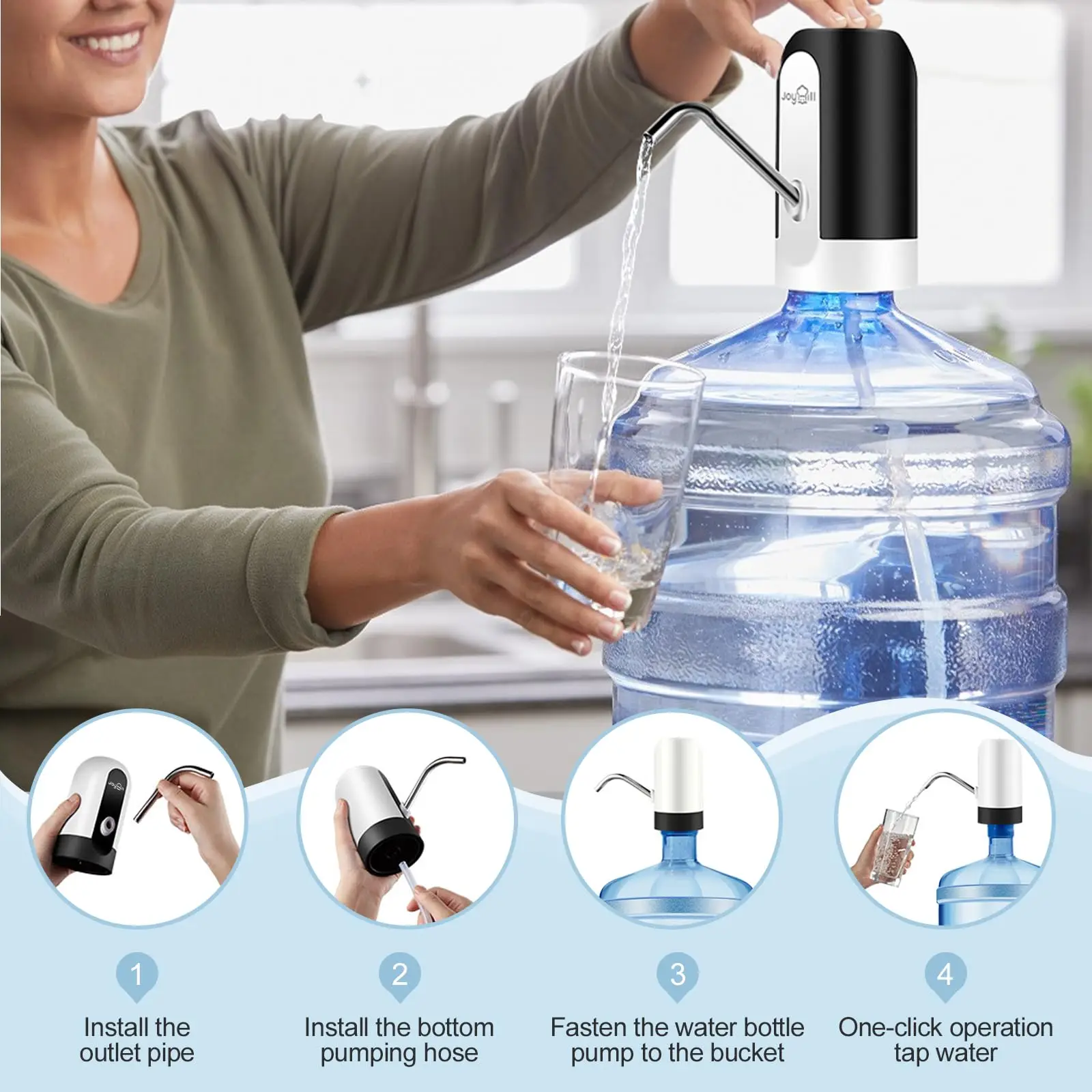 Electric Wireless Pumping Water Bottled Automatic Dispenser Bottle USB Rechargeable