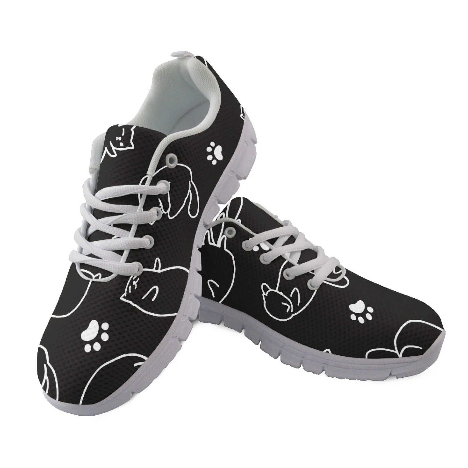 Coloranimal Cat Paw Print Mesh & EVA Sole Womens Athletic Walking Sneakers Comfortable Walking Shoes for Lady New Trend