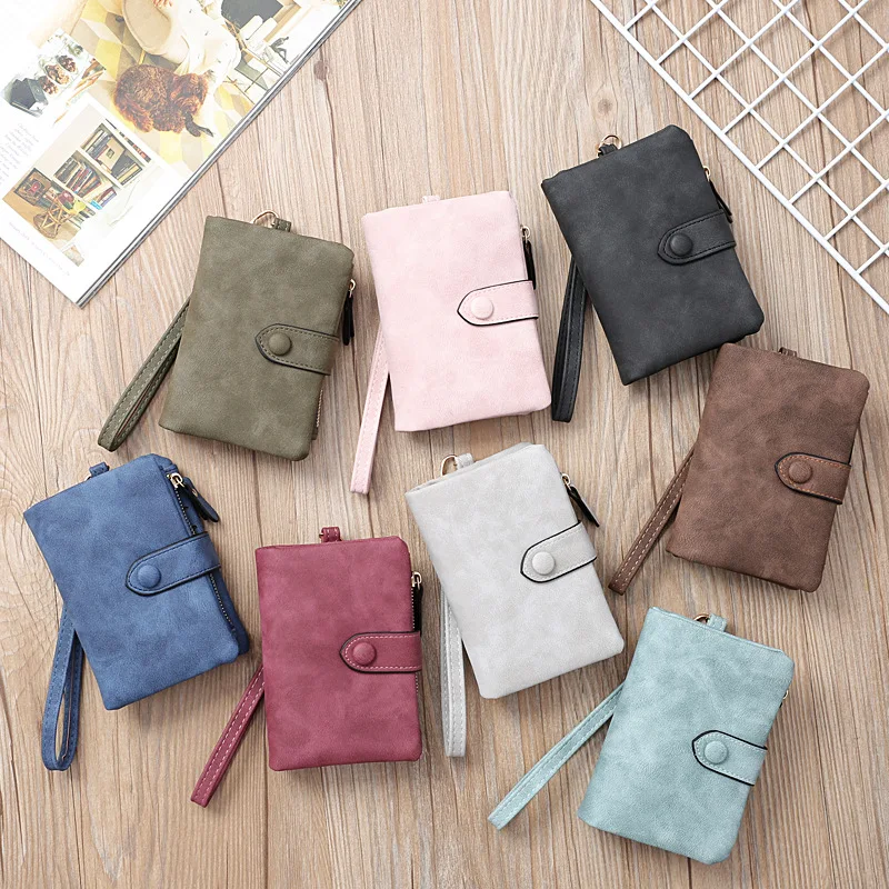 

Women Short Frosted Wallet Korean Cute Multi Card Money Bag Card Holder Large Capacity Coin Purse Storage Pouch Fashion Item