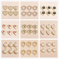 4pcs Elegant Crystal Love Imitation Pearl Hearts Charms for Earrings Bracelets Keychain Pendants of Necklace Jewelry Accessories