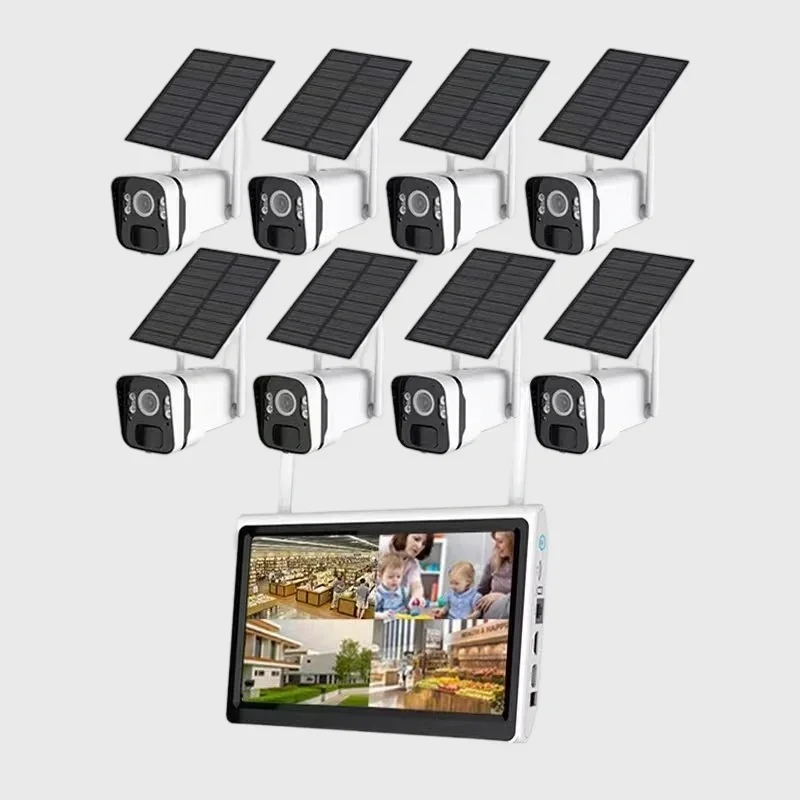 

Outdoor Solar Panel IP66 Waterproof Wireless CCTV NVR Kit 4MP FHD 8CH Ip Wifi Network Security Camera System