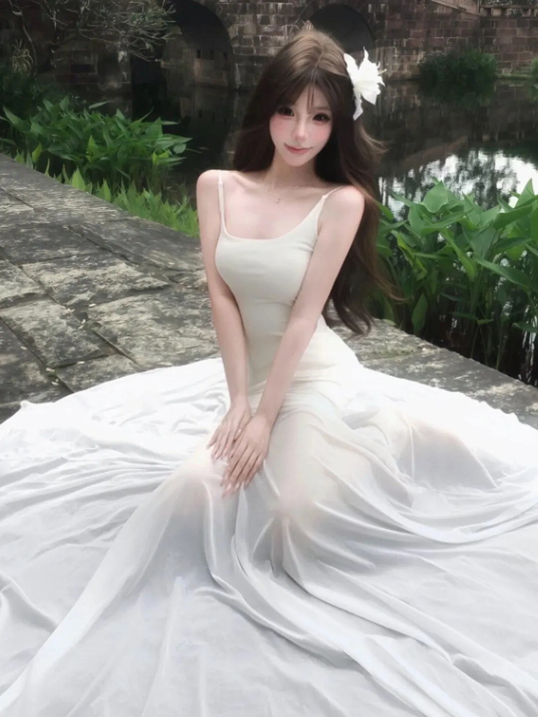 

Elegant Waist-Cinching Fairy-like Summer Dress Unique Strap Design Soft Style City Commute Church Outdoor Casual Touring Beach