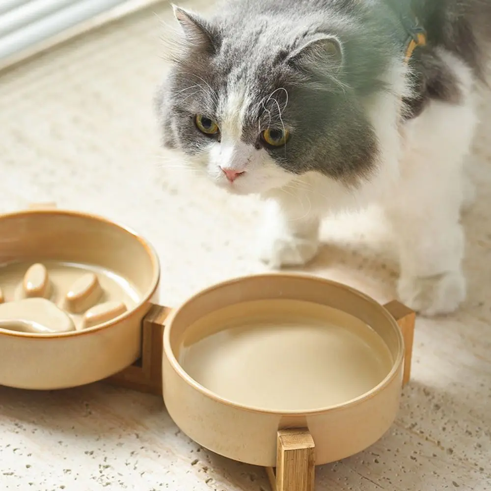 

Cute Japanese Style Pet Ceramic Bowl Cat Paw Anti Choke Cat Slow Food Bowl Anti Rollover Round Pet Water Bowl For Dogs and Cats