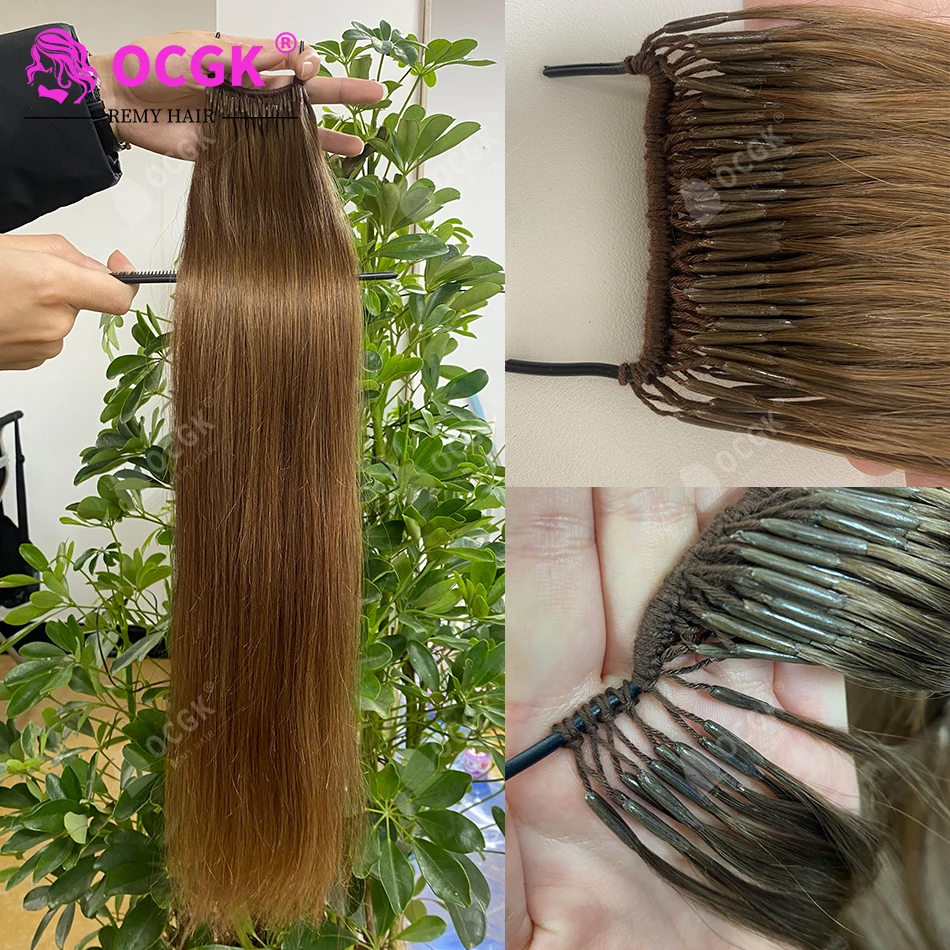 0.8G/Pcs Straight Korea Popular Cotton String Twins Tip Hair Extensions Brazilian Remy Hair Keratin I-Tip Human Hair For Woman
