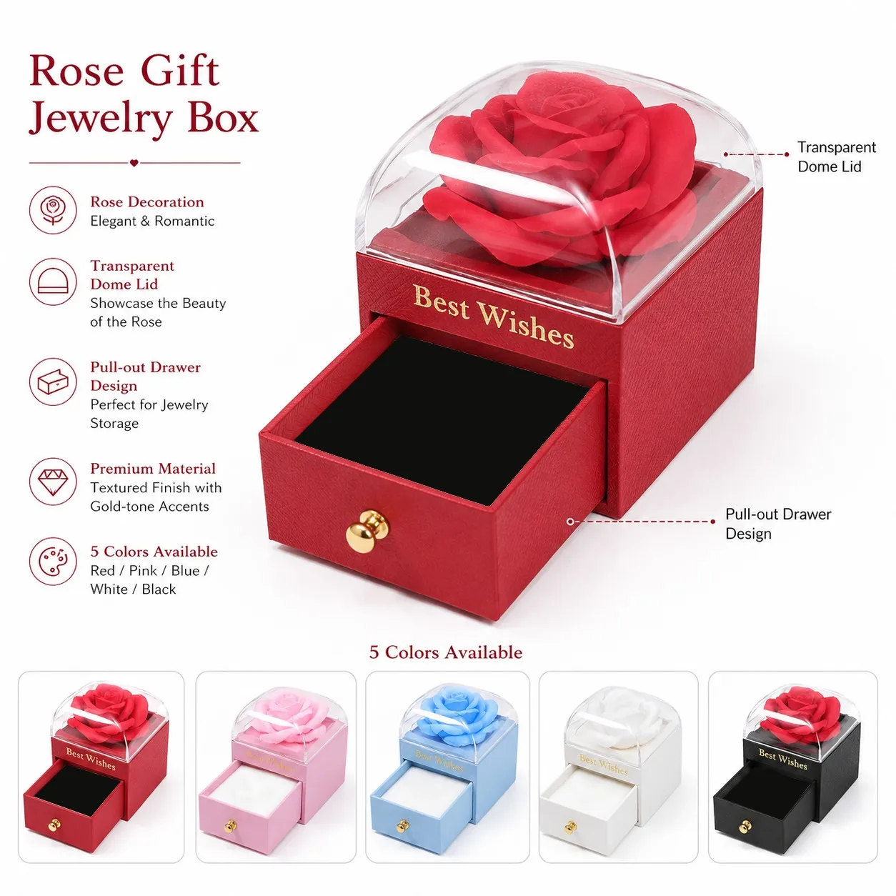 Heart Pendant 100 Languages Projection Necklace With Rose Gift Box For Mother Women Christmas Valentine Birthday Jewelry