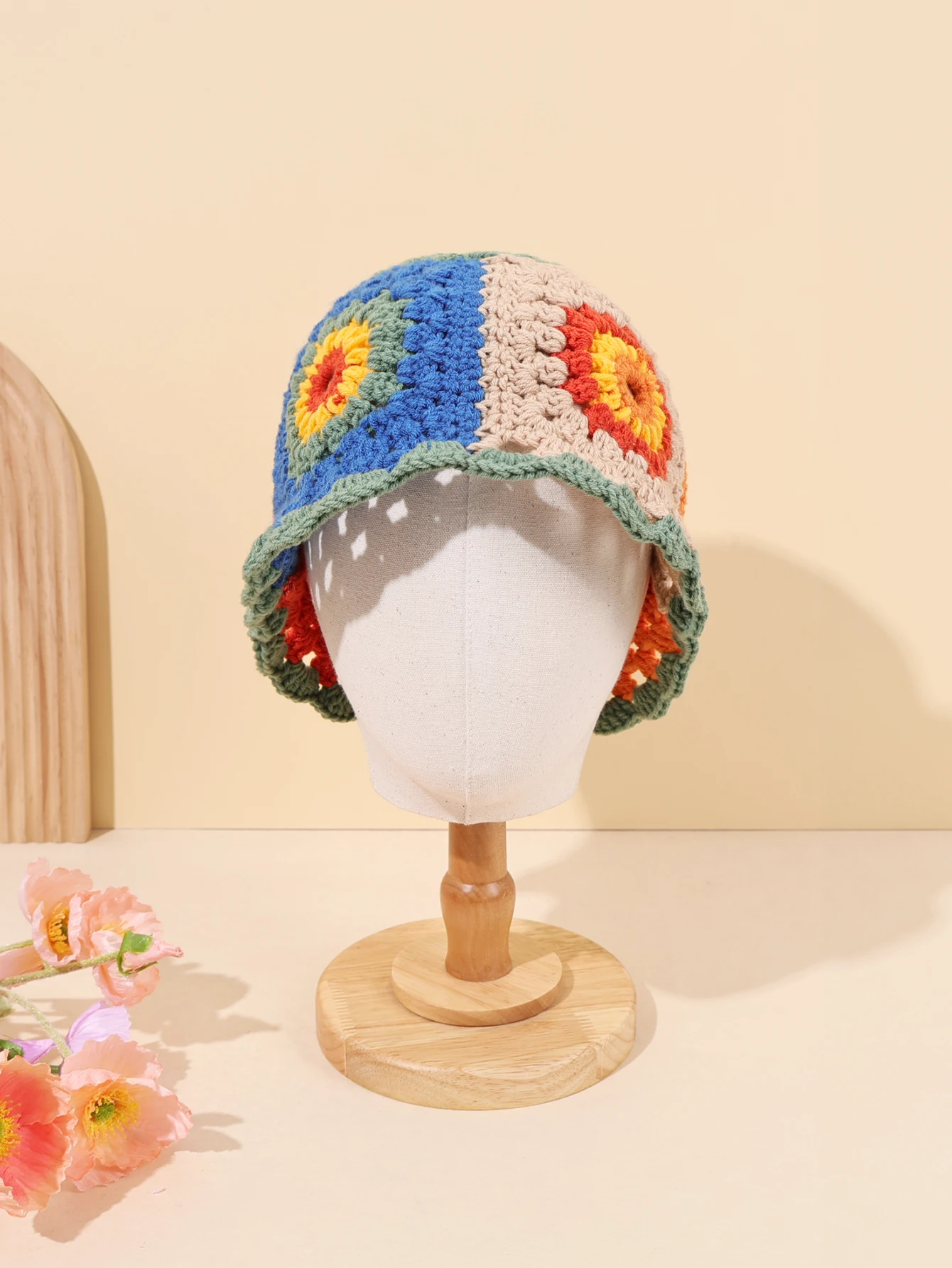 1PCAالخريف/الشتاء الدافئة الجوف اليدوية محبوك قبعة المرأة صياد قبعة خليط النمط الوطني محبوك حوض قبعة #1