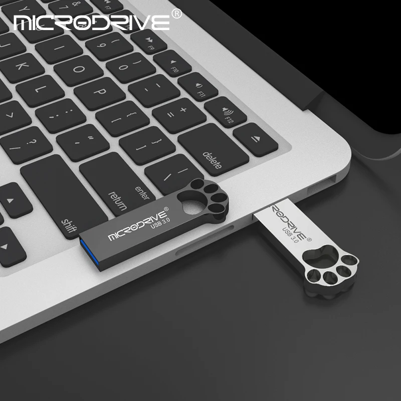 Unidad Flash USB3.0 Pendrive Silver Cat Paw 64GB Pen Drive impermeable Metal U Disk Memoria Usb Cle Memoria Usb Stick 64GB