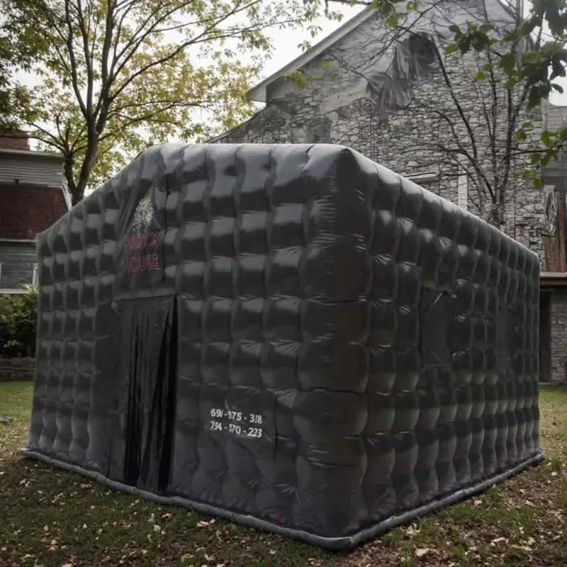 BINSPAPO Durable 6x6x4.1m PVC Air Cube Tent Outdoor Event Inflatable for Nightclub Party or Backyard Includes Blower
