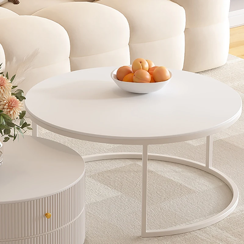 طاولات قهوة فاخرة لطيفة، طاولات مستديرة حديثة، طاولة قهوة بسيطة، تصميم دائري، أثاث منزلي لصالون ميسا سنترو الفاخر #4