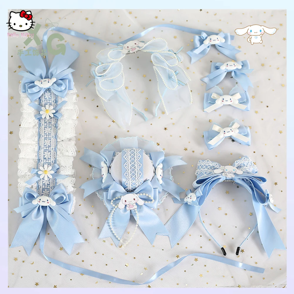 

Anime Sanrios Light Blue Hairpin Cinnamoroll Sweet Kawaii Bow Barrettes Girl Lolita Hair Accessories Hair Hoop Lolita Original