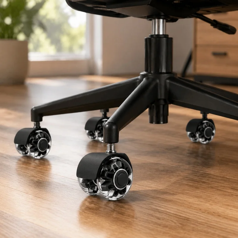 Pack of 5 Quiet Rubber Swivel Wheels for Office Chairs, Smooth and Stable Furniture Casters
