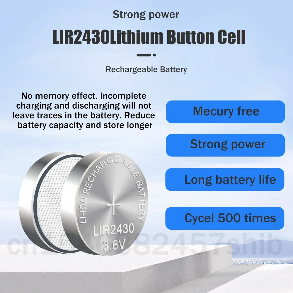 2-5PCS LIR2430 LIR 2430 3.6V Lithium Rechargeable Battery For Watch Scale Mouses Car Remote Key CR2430 PD2430 Button Coin Cells